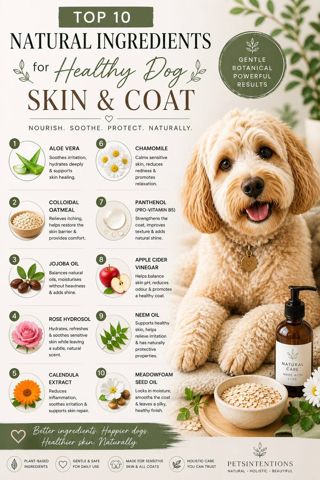 Top 10 Natural Ingredients for Healthy Dog Skin & Coat (And How They Work)