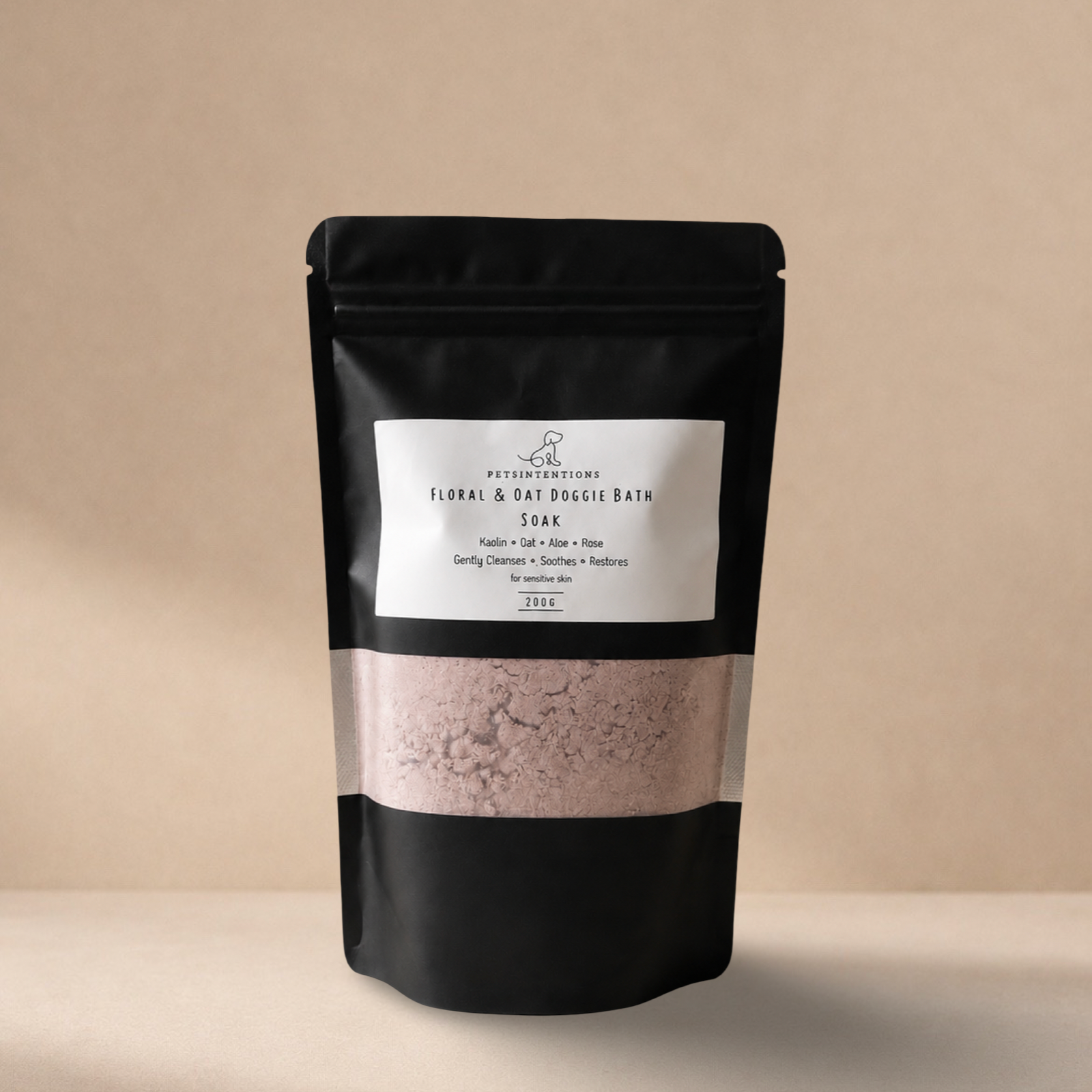 Floral & Oat Doggie Bath Soak | Soothing Oatmeal Treatment for Itchy Skin with Wooden Scoop